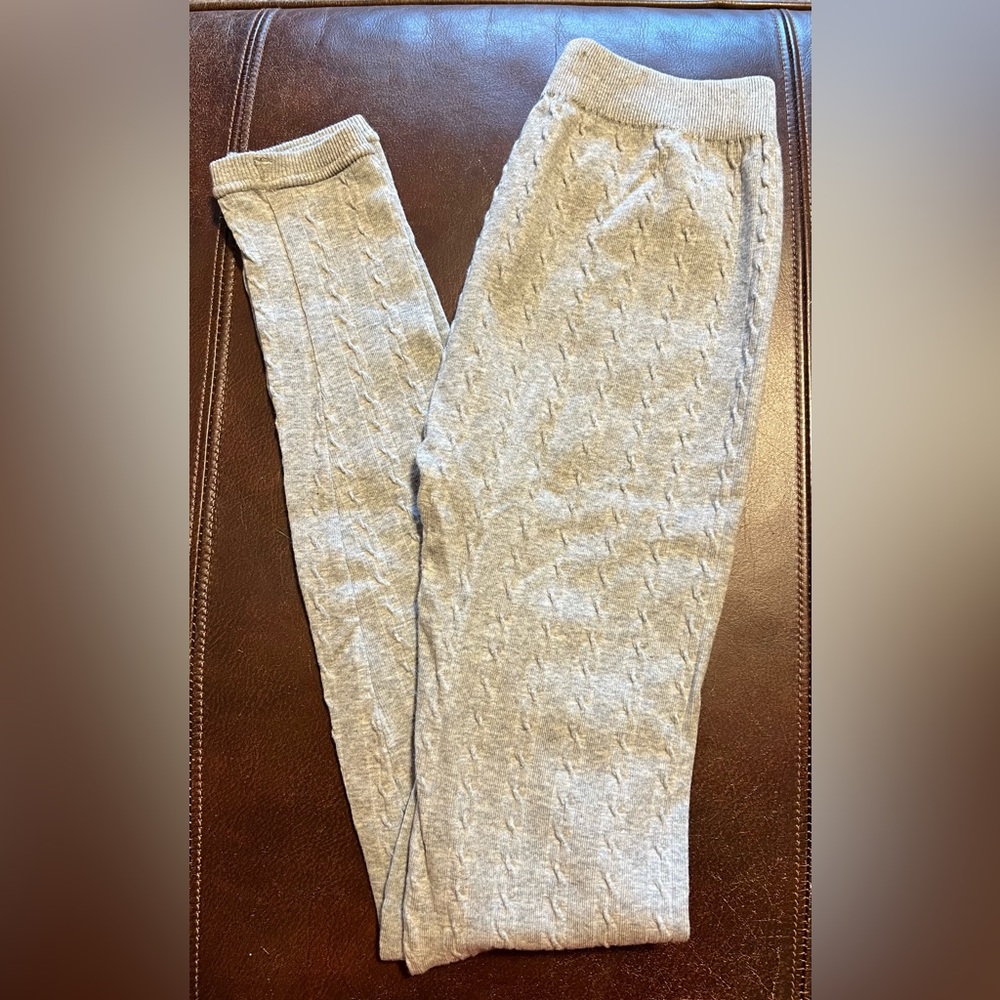 Pink Rose Grey Cable Knit Leggings XS